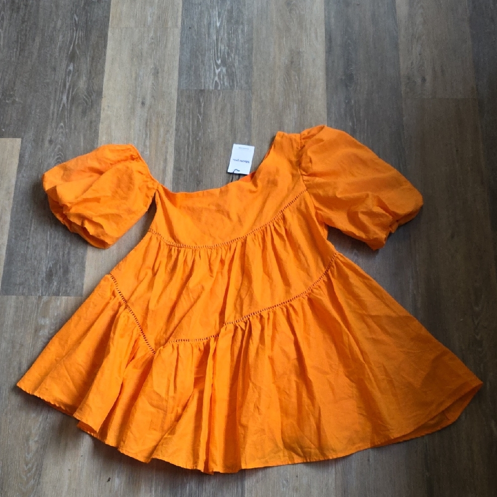 NWT Orange Puff Sleeve Dress